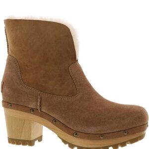 UGG Brown Suede Clogs with Shearling Lining